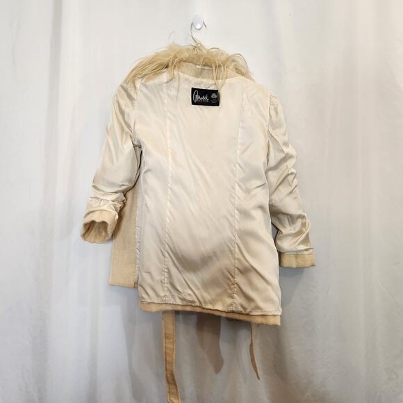 Quiet Luxury Winter Coat Cream 100% Icelandic Wool RARE Size 42 VTG Movie Prop - Picture 9 of 11